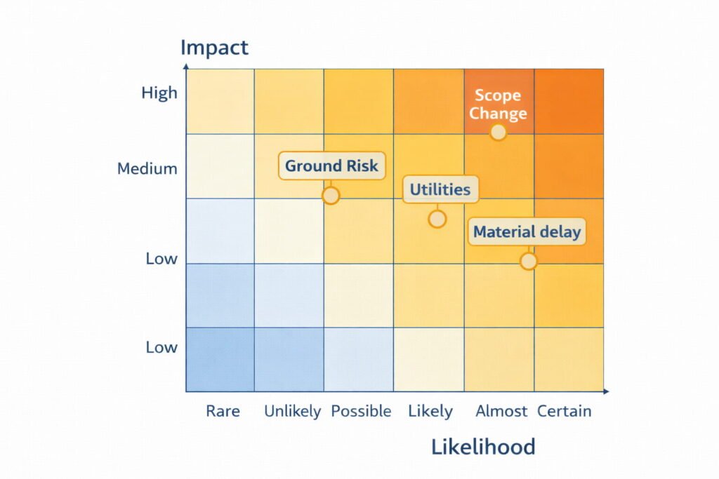 Risk heat map with key markers