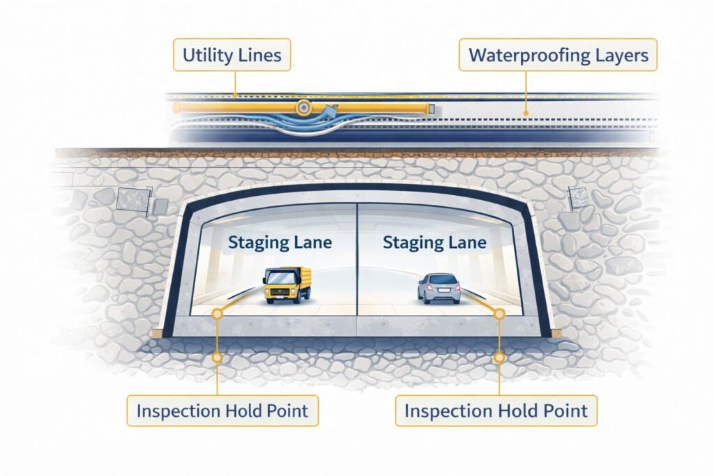 Urban tunnel construction cross-section diagram