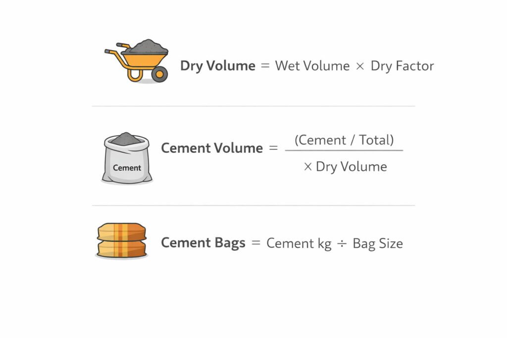 Concrete mixing formulas