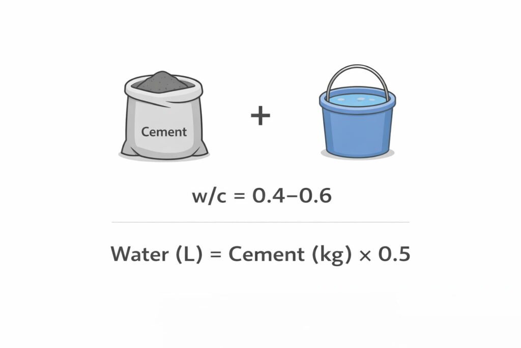 Water-cement ratio infographic