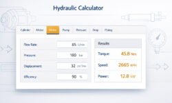 Hydraulic Calculator (Metric & Inch) – Cylinder, Motor, Pump, Pressure Drop & Piping